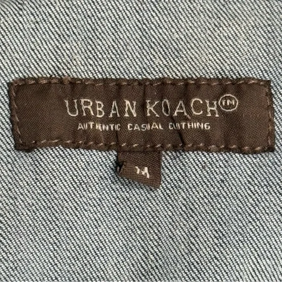 Urban Koach Blue Denim Fabric Distressed Vest Size M - Picture 4 of 6